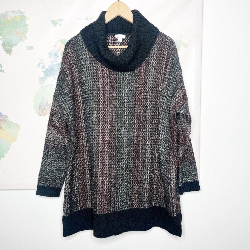 PureJill J Jill Sweater Size‎ XS/Small Black Red Knit Oversized Cowl Neck